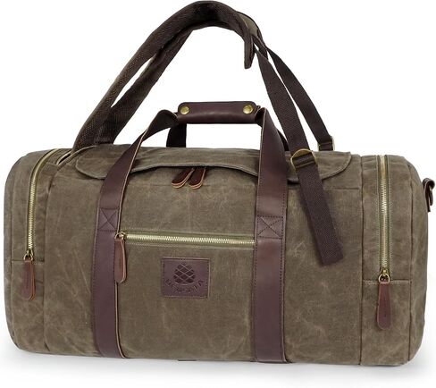 Duffle Bag for Travel, 50L Canvas Duffle Bag Vintage Travel Bag Overnight Bag with Shoes Compartment Men (Black) in Saudi Arabia