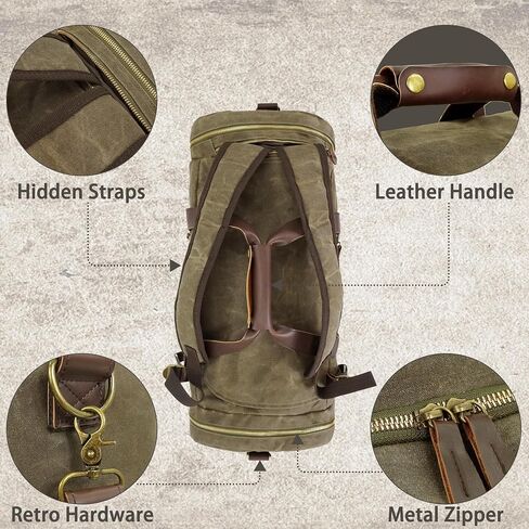 Duffle Bag for Travel, 50L Canvas Duffle Bag Vintage Travel Bag Overnight Bag with Shoes Compartment Men (Black) in Saudi Arabia