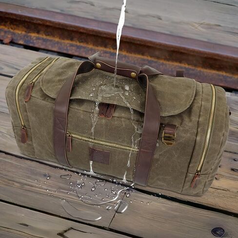Duffle Bag for Travel, 50L Canvas Duffle Bag Vintage Travel Bag Overnight Bag with Shoes Compartment Men (Black) in Saudi Arabia