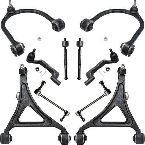 Detroit Axle - AWD Front End 10pc Suspension Kit for 2013-2018 Dodge Charger, 2012-2014 Chrysler 300, 4 Lower & Upper Control Arms w/Ball Joints, 4 Inner & Outer Tie Rods, 2 Sway Bar Links Replacement in Saudi Arabia