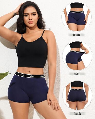 LEVAO Cotton Boy Shorts Underwear for Women High-waisted Full Coverage Boxer Briefs Panties 5 Pack S-XXL in Saudi Arabia