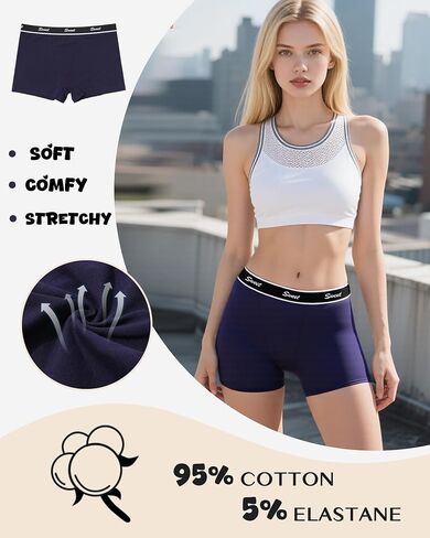 LEVAO Cotton Boy Shorts Underwear for Women High-waisted Full Coverage Boxer Briefs Panties 5 Pack S-XXL in Saudi Arabia