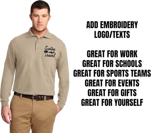 INK STITCH Men K500ls Custom Add Your Logo Texts Embroidery Silk Touch Long Sleeve Polo Shirts in Saudi Arabia