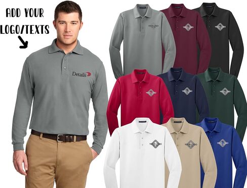 INK STITCH Men K500ls Custom Add Your Logo Texts Embroidery Silk Touch Long Sleeve Polo Shirts in Saudi Arabia