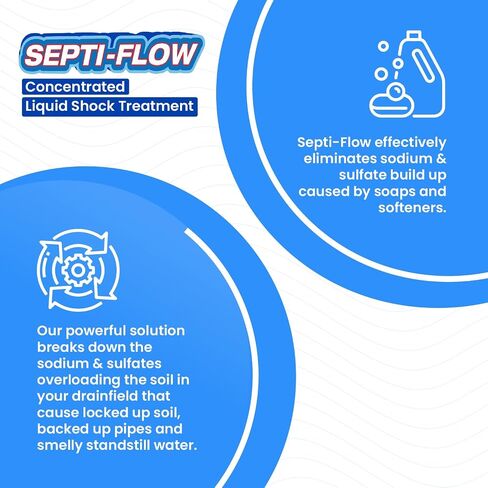 Septi-Flow Shock Septic Drainfield Repair Solution, Clears Leach Fields, Dissolves Hardened Deadpan Soil, Complete Treatment, One Gallon - 128 Fl Oz (Pack of 1) - Drain Field Treatment by Septi-Flow in Saudi Arabia