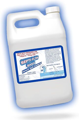 Septi-Flow Shock Septic Drainfield Repair Solution, Clears Leach Fields, Dissolves Hardened Deadpan Soil, Complete Treatment, One Gallon - 128 Fl Oz (Pack of 1) - Drain Field Treatment by Septi-Flow in Saudi Arabia