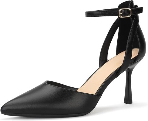 IDIFU IN3 Womens Closed Toe Heels Pointed Toe Kitten Low Pumps Stiletto Removable Bow Ankle Strap Dress Shoes for Women Wedding Bride Party Prom Heels Dressy Comfortable Formal Pumps Shoes in Saudi Arabia