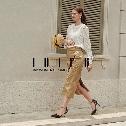 IDIFU IN3 Womens Closed Toe Heels Pointed Toe Kitten Low Pumps Stiletto Removable Bow Ankle Strap Dress Shoes for Women Wedding Bride Party Prom Heels Dressy Comfortable Formal Pumps Shoes in Saudi Arabia