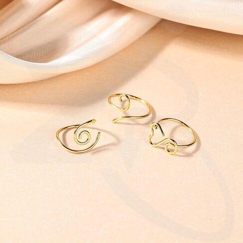 ZS 6Pcs Nose Rings Hoops 316L Stainless Steel Twist Spiral Nose Rings for Nostril Septum Cartilage Helix Daith Tragus Lip Bridge Piercings Jewelry in Saudi Arabia