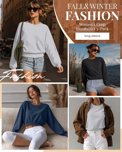 Ficerd 3 حزمة بلوزات نسائية قصيرة الأكمام القطن طاقم الرقبة البلوز القمم عادية الصلبة قمصان ثقيلة in Kuwait