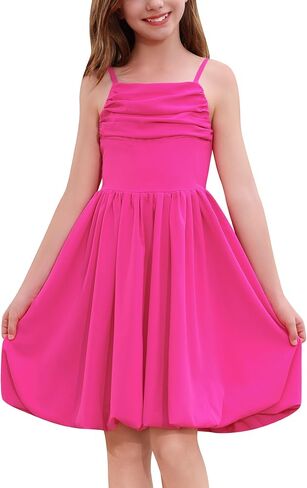 IBAKOM Girl Sleeveless Formal Party Dress Ruffle Smocked Flower Bud Skirt Teen Fancy Pageant Homecoming School Prom Dress in Saudi Arabia