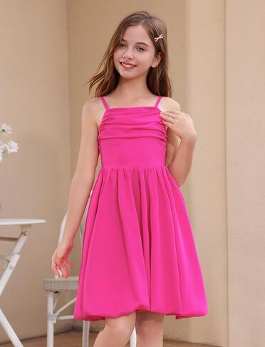 IBAKOM Girl Sleeveless Formal Party Dress Ruffle Smocked Flower Bud Skirt Teen Fancy Pageant Homecoming School Prom Dress in Saudi Arabia