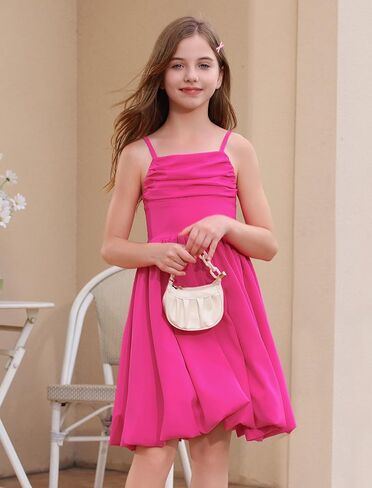 IBAKOM Girl Sleeveless Formal Party Dress Ruffle Smocked Flower Bud Skirt Teen Fancy Pageant Homecoming School Prom Dress in Saudi Arabia