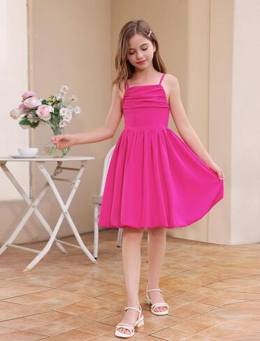IBAKOM Girl Sleeveless Formal Party Dress Ruffle Smocked Flower Bud Skirt Teen Fancy Pageant Homecoming School Prom Dress in Saudi Arabia