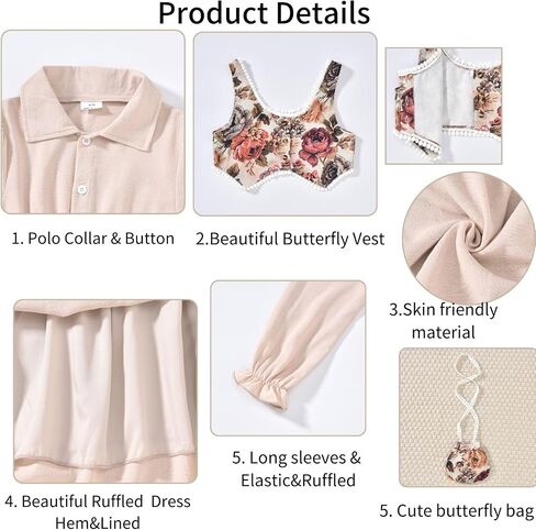 Girls Renaissance Dress Elegant Medieval Dresses Long Sleeve Floral Vest Vintage Dress with Bag in Saudi Arabia