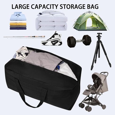 Extra Large Duffle Bag with Zippers Heavy Duty Storage Duffle Bag for Travel, Camping, Moving, Storage and More (Black, 200L) in Saudi Arabia
