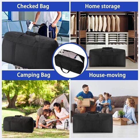 Extra Large Duffle Bag with Zippers Heavy Duty Storage Duffle Bag for Travel, Camping, Moving, Storage and More (Black, 200L) in Saudi Arabia