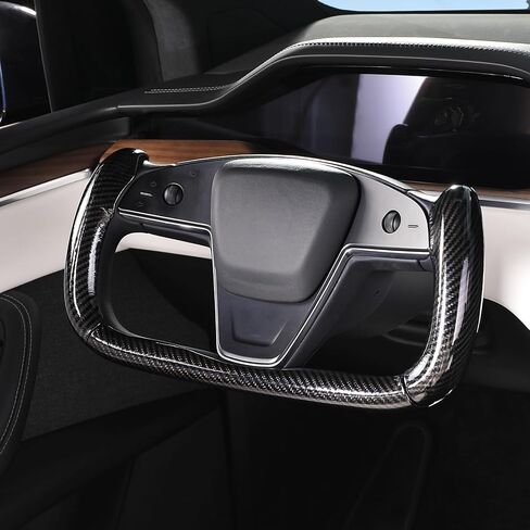 غطاء عجلة القيادة لـ Tesla Yoke غطاء عجلة القيادة مخصص لـ Tesla Model S 2021-Present/Model X 2021-Present Accessories، مضاد للانزلاق، قبضة مريحة، مسامي، أسود غير لامع in Kuwait