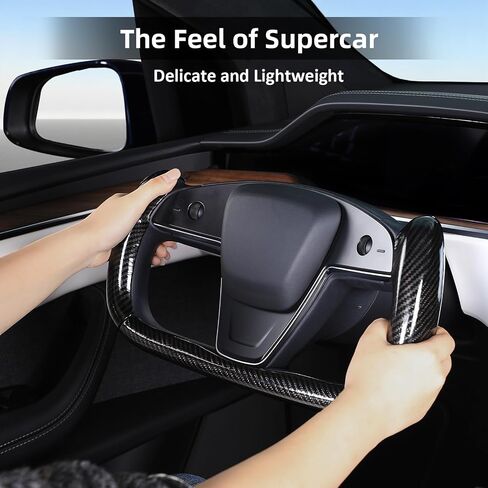 غطاء عجلة القيادة لـ Tesla Yoke غطاء عجلة القيادة مخصص لـ Tesla Model S 2021-Present/Model X 2021-Present Accessories، مضاد للانزلاق، قبضة مريحة، مسامي، أسود غير لامع in Kuwait