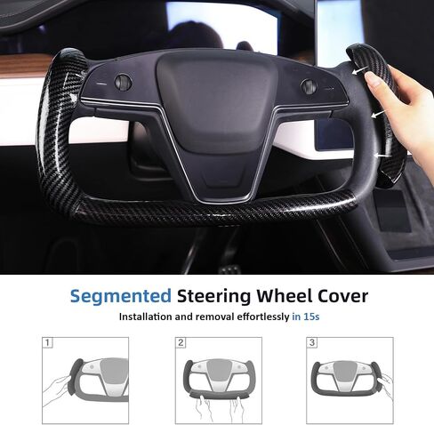 غطاء عجلة القيادة لـ Tesla Yoke غطاء عجلة القيادة مخصص لـ Tesla Model S 2021-Present/Model X 2021-Present Accessories، مضاد للانزلاق، قبضة مريحة، مسامي، أسود غير لامع in Kuwait
