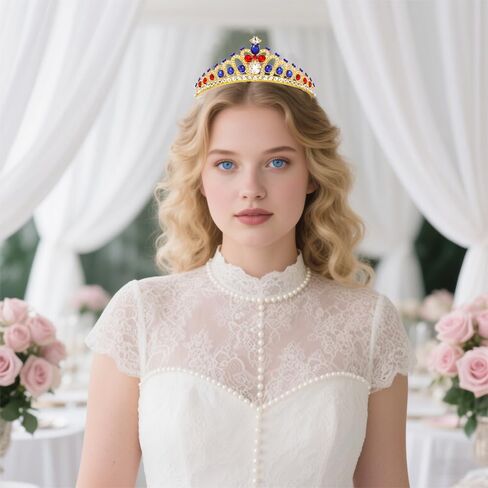 Ahoney Princess Tiara Gold Crown Crystal Tiara Costume Hair Accessories for Women Girls Birthday Halloween Cosplay in Saudi Arabia