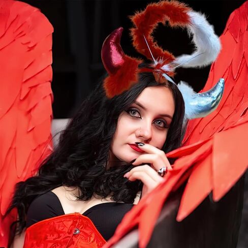 Halloween Red White Devil Horns Angel Halo Headband Cosplay Costume Headband Hair Accessories for Halloween Party in Saudi Arabia