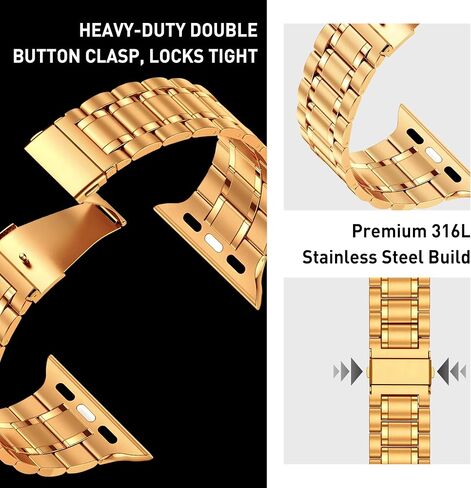 Stainless Steel Solid, apple watch bands for women, Wear-resistant,apple watch bands for men, Heavy Polished, with Series 1-9/SE/Ultra (38-49mm) For Women&Men bands in Saudi Arabia