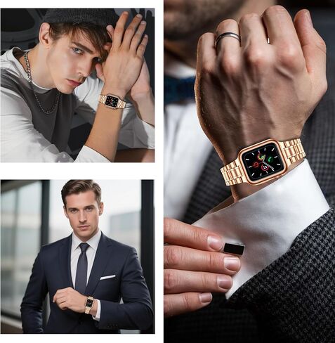 Stainless Steel Solid, apple watch bands for women, Wear-resistant,apple watch bands for men, Heavy Polished, with Series 1-9/SE/Ultra (38-49mm) For Women&Men bands in Saudi Arabia