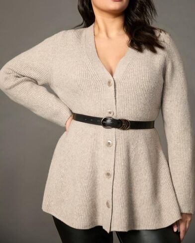 Womens Button Down Peplum Sweater Cardigan Long Sleeve Slim Fit V Neck Lightweight Ribbed Knit Top in Saudi Arabia