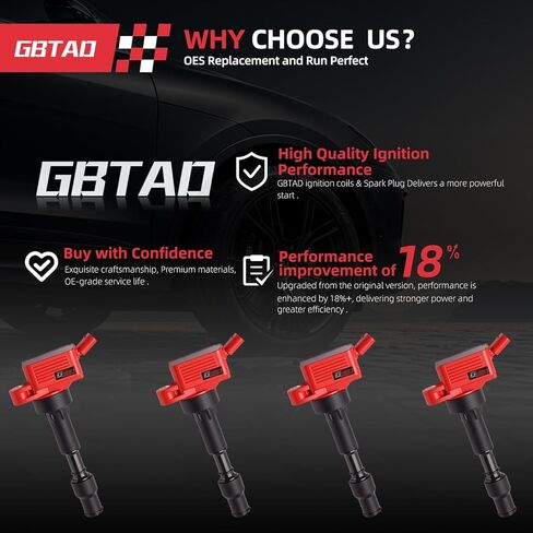 مجموعة من 4 حزمة ملف إشعال مطورة لـ 2.0L L4 2016 2017 2018 2019 2020 2021 Hyundai Elantra Kona Sonata Hybrid V-eloster Kia Forte Optima Hybrid Soul يستبدل UF816 GN10877 in Kuwait