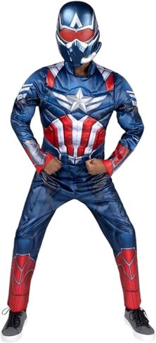Jazwares 2025 Marvel Captain America SAM WILSON زي الهالوين للشباب للأولاد - بذلة مع قناع بلاستيكي in Saudi Arabia