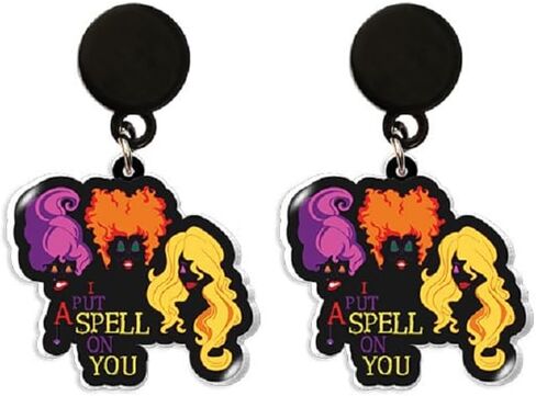 أقراط متدلية من Hocus Pocus Halloween ساحرة متدلية من الأكريليك المضحك للهالوين مطبوع عليها فيلم رعب للنساء والفتيات مجوهرات احتفالية كرتونية in Kuwait