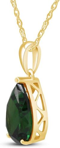 THE JEWEL ZONE 14k Gold Over Sterling Silver 4.00 Ct Pear Cut Forest Green Simulated Helenite Pendant (4.00 Ct) in Saudi Arabia