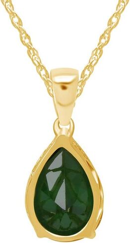 THE JEWEL ZONE 14k Gold Over Sterling Silver 4.00 Ct Pear Cut Forest Green Simulated Helenite Pendant (4.00 Ct) in Saudi Arabia
