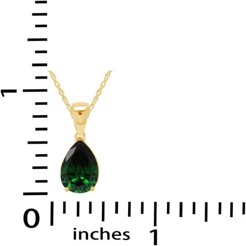 THE JEWEL ZONE 14k Gold Over Sterling Silver 4.00 Ct Pear Cut Forest Green Simulated Helenite Pendant (4.00 Ct) in Saudi Arabia