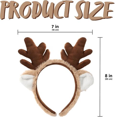 Spooktacular Creations Deer Antlers Headband for Women Kids, Furry Deer Ears Costume for Halloween Party Accessories, Cute Reindeer Costume Headpieces for Christmas Dress Up Cosplay Photo Props in Saudi Arabia