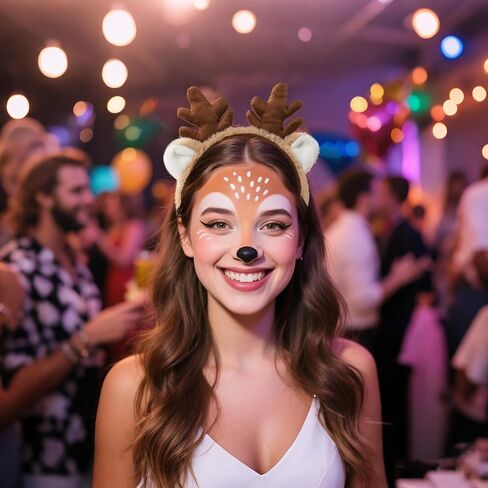 Spooktacular Creations Deer Antlers Headband for Women Kids, Furry Deer Ears Costume for Halloween Party Accessories, Cute Reindeer Costume Headpieces for Christmas Dress Up Cosplay Photo Props in Saudi Arabia