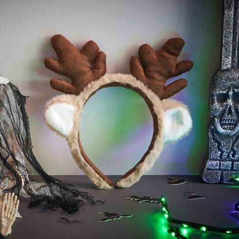 Spooktacular Creations Deer Antlers Headband for Women Kids, Furry Deer Ears Costume for Halloween Party Accessories, Cute Reindeer Costume Headpieces for Christmas Dress Up Cosplay Photo Props in Saudi Arabia