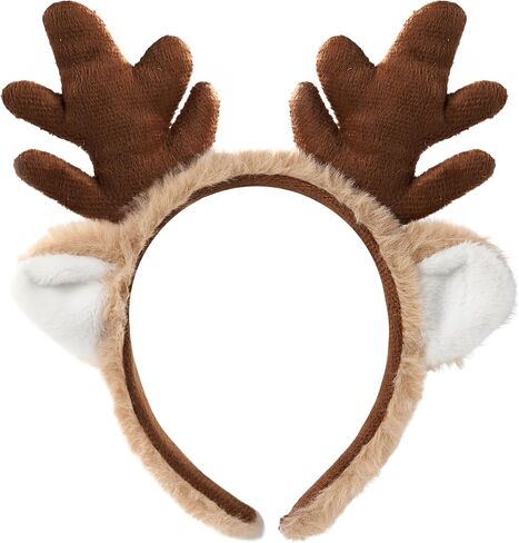 Spooktacular Creations Deer Antlers Headband for Women Kids, Furry Deer Ears Costume for Halloween Party Accessories, Cute Reindeer Costume Headpieces for Christmas Dress Up Cosplay Photo Props in Saudi Arabia