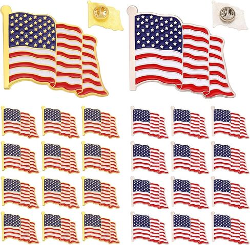 Tondiamo 24 Pcs American Flag Pin Bulk Metal Lapel Enamel Pins 1'' Patriotic Us Brooch Badge for Backpacks Hats Men Women Waving Flag Souvenir Decorations in Saudi Arabia
