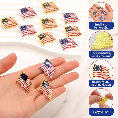 Tondiamo 24 Pcs American Flag Pin Bulk Metal Lapel Enamel Pins 1'' Patriotic Us Brooch Badge for Backpacks Hats Men Women Waving Flag Souvenir Decorations in Saudi Arabia