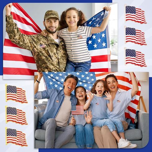 Tondiamo 24 Pcs American Flag Pin Bulk Metal Lapel Enamel Pins 1'' Patriotic Us Brooch Badge for Backpacks Hats Men Women Waving Flag Souvenir Decorations in Saudi Arabia