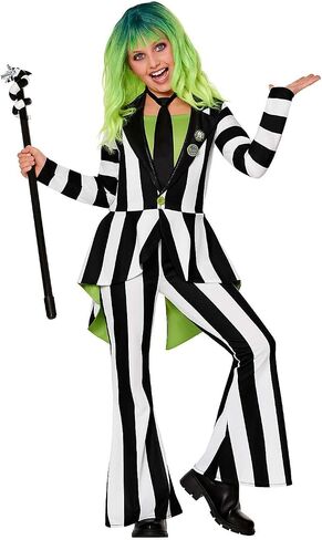 Spirit Halloween Beetlejuice Kids Striped Jumpsuit Costume| Officially Licensed | Beetlejuice Halloween Costumes in Saudi Arabia