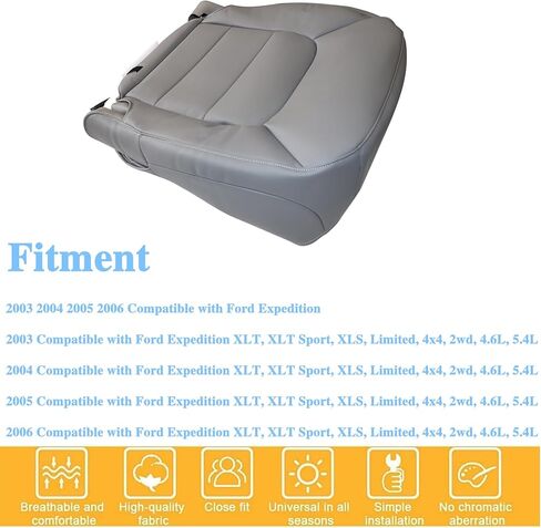 GXARTS Driver Side Bottom Replacement Microfiber Leather Seat Cover Gray #E Compatible with Ford Expedition 2003 2004 2005 2006 in Saudi Arabia