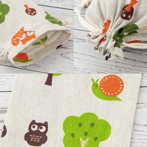 CAIRIAC Reusable Owl Gift Bags Drawstring Pouches, Cotton Wrap Bags for Birthday Wedding Holidays Party Favor Gifts Wrapping Treat Bags (5x7 Inch, 20pcs) in Saudi Arabia