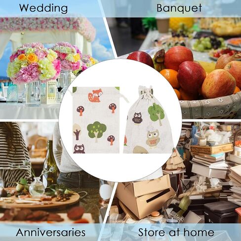 CAIRIAC Reusable Owl Gift Bags Drawstring Pouches, Cotton Wrap Bags for Birthday Wedding Holidays Party Favor Gifts Wrapping Treat Bags (5x7 Inch, 20pcs) in Saudi Arabia