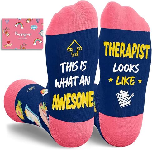 HAPPYPOP Mental Health Therapist Gifts - Physical Therapist Gifts for Women Female Psychologist Gift Aba Therapists Gift, Therapists Socks in Saudi Arabia