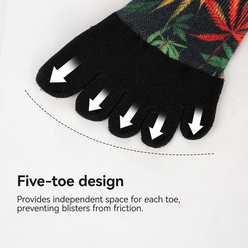VividPrint 5-Toe Socks (3 Pairs) – Stylish Knee-High Socks for Women & Men, Breathable & Supportive One Size in Saudi Arabia