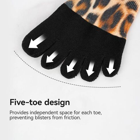VividPrint 5-Toe Socks (3 Pairs) – Stylish Knee-High Socks for Women & Men, Breathable & Supportive One Size in Saudi Arabia