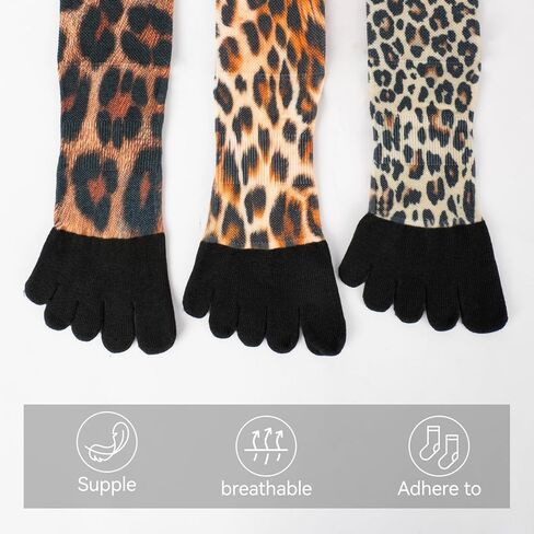 VividPrint 5-Toe Socks (3 Pairs) – Stylish Knee-High Socks for Women & Men, Breathable & Supportive One Size in Saudi Arabia